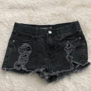 Express destroyed denim shorts
